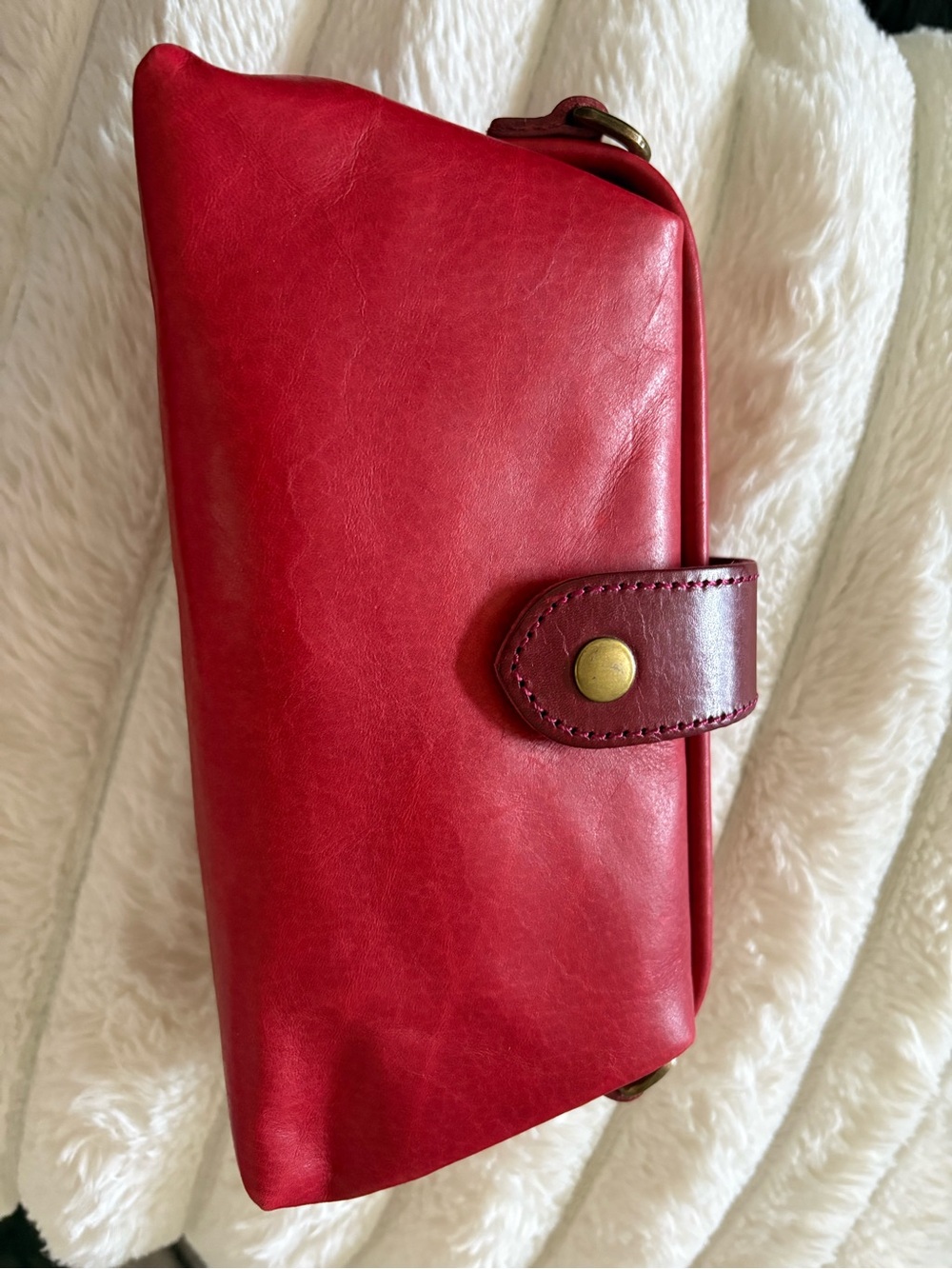 Red Leather Purse with shoulder strap Unbranded NEW